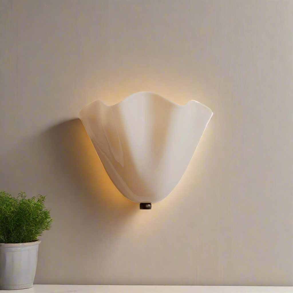 Brionna - Retro Wall Lamp of Colored Glass in Skirt-Shaped Shell Motif