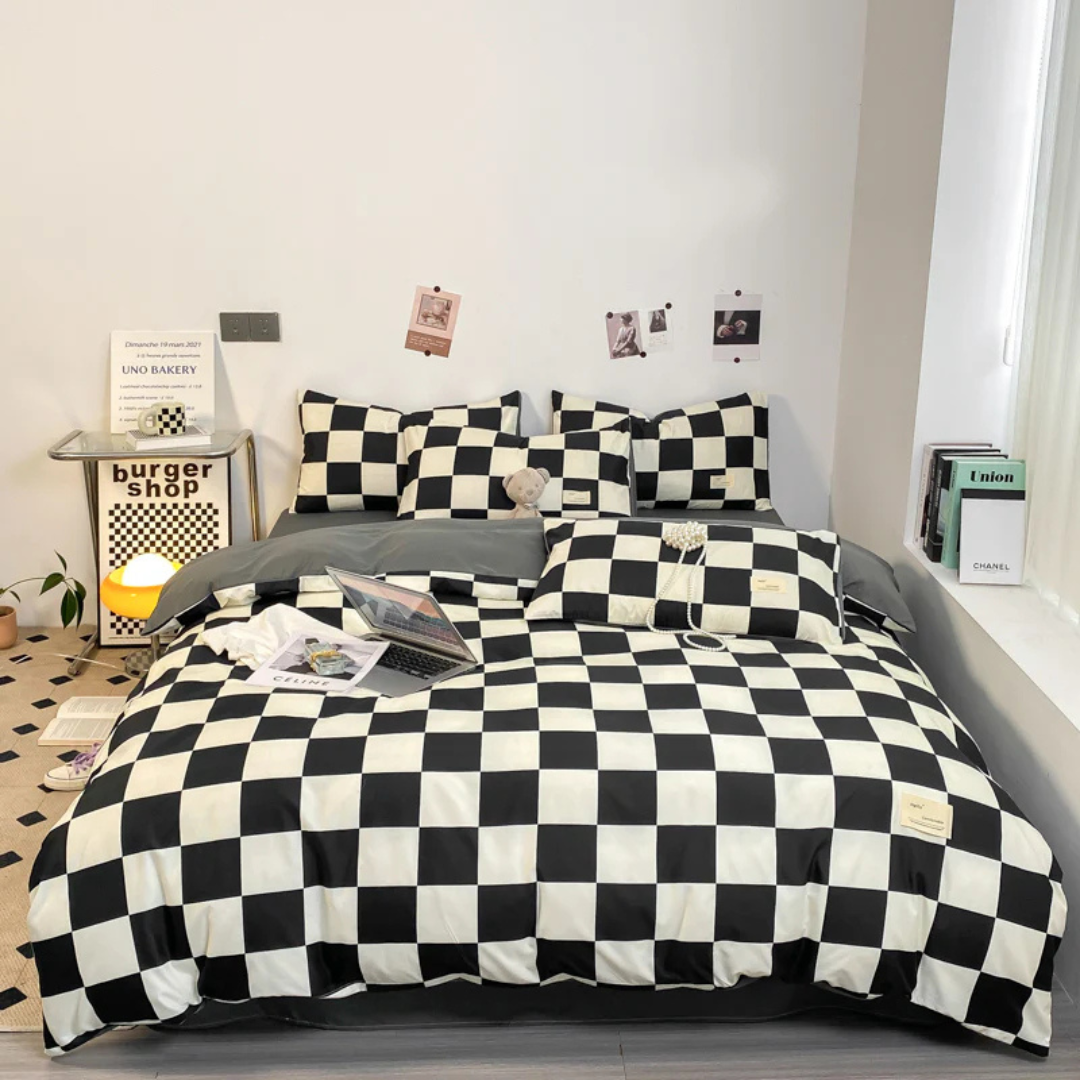 Cashu - Luxury Duvet Cover with Checked Pattern