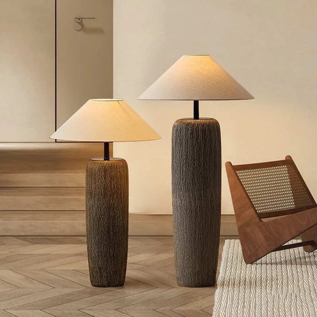 Orama – Distressed Wooden Floor Lamp