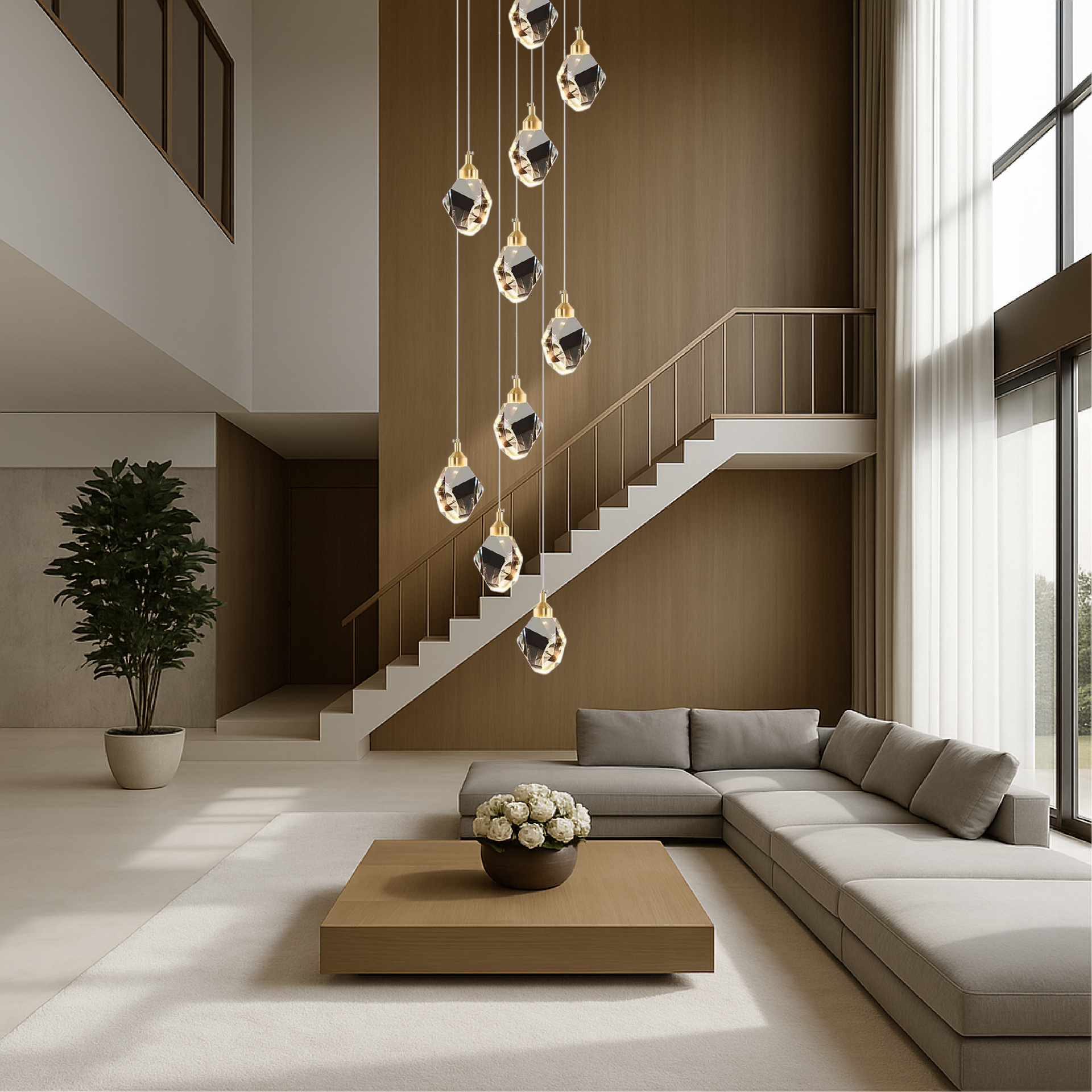 Aurevia – Crystal Chandelier 10 Light Points Staircase