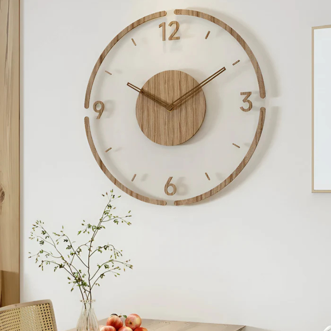 Nock - Modern Wall Clock 30 cm made of Acrylic and Wood for the Living Room