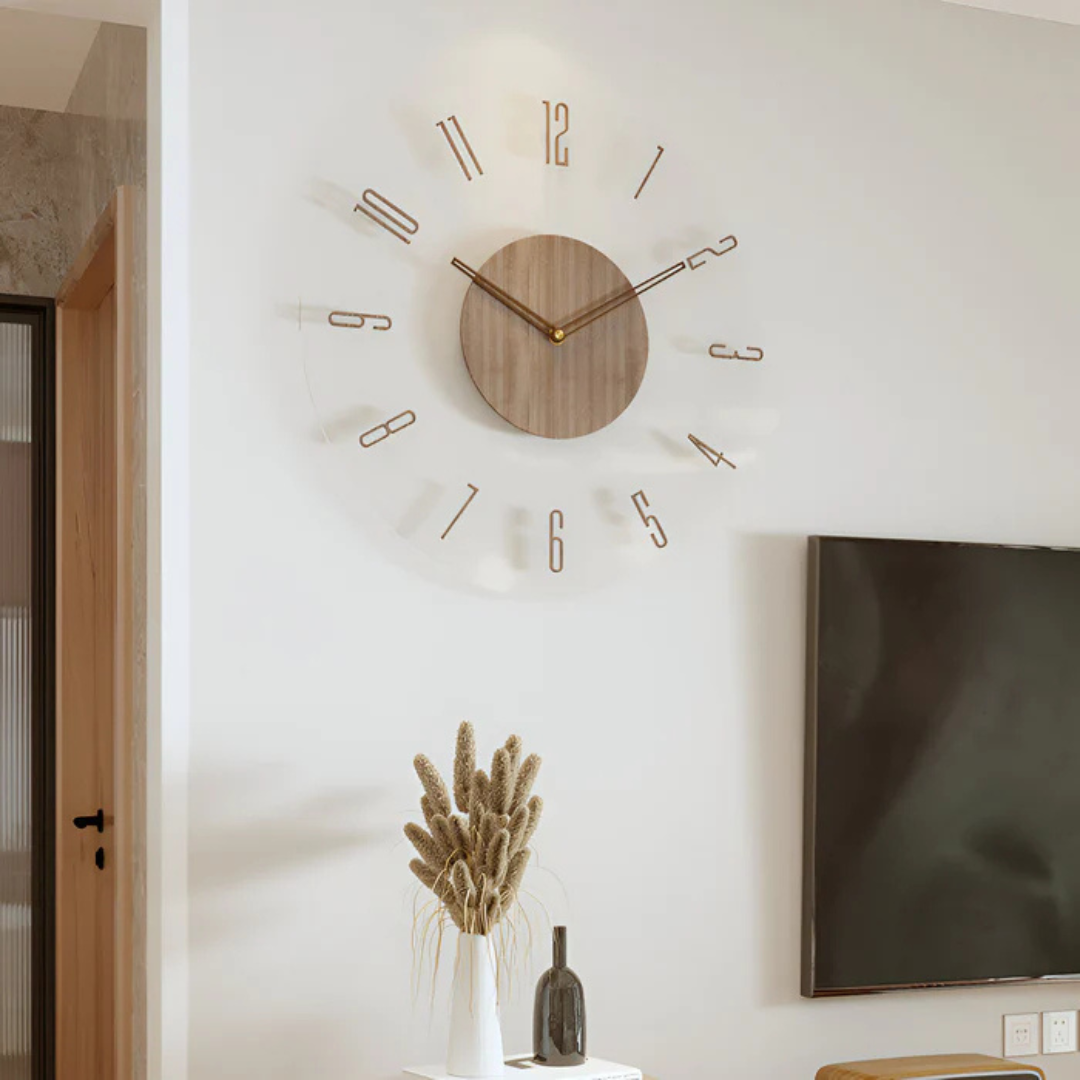 Nock - Modern Wall Clock 30 cm made of Acrylic and Wood for the Living Room