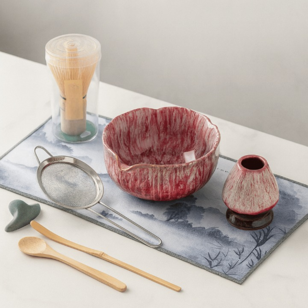 Aikoren – 8-Piece Matcha Tea Set with Handmade Ceramic Bowl 550ml