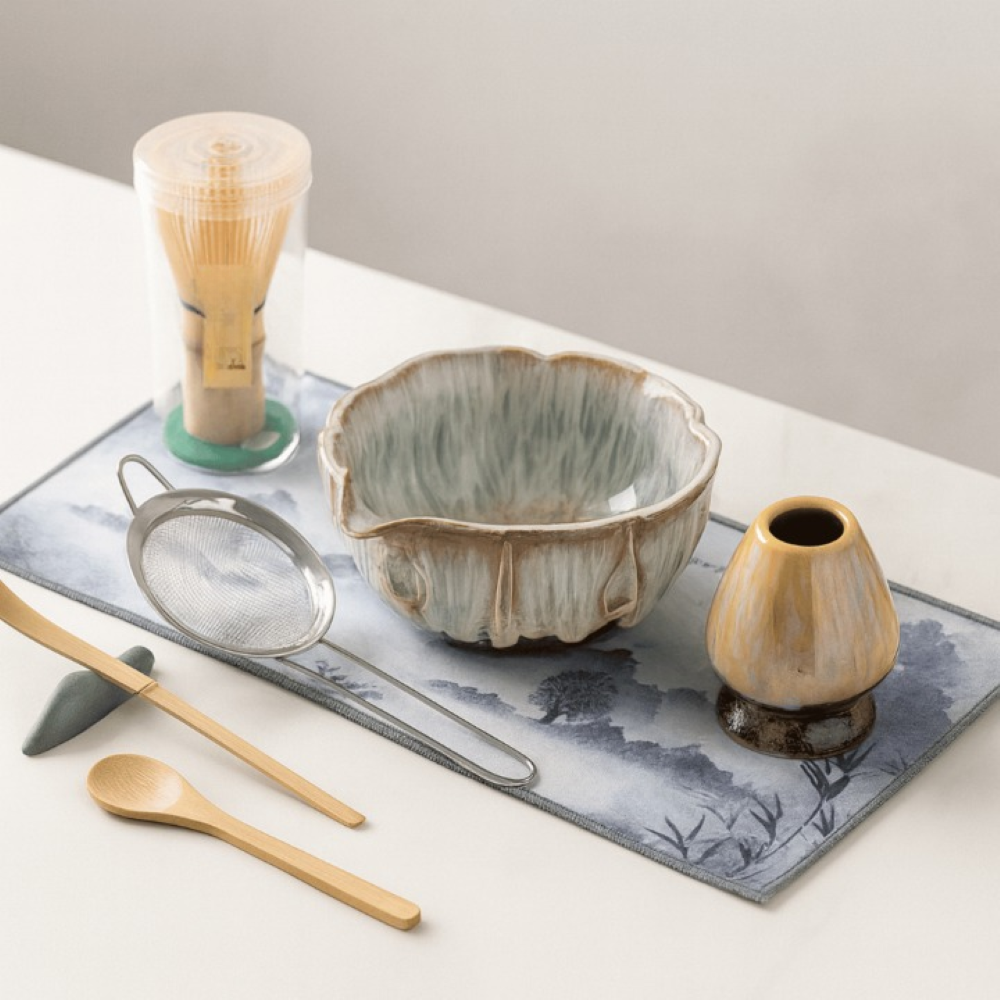 Aikoren – 8-Piece Matcha Tea Set with Handmade Ceramic Bowl 550ml