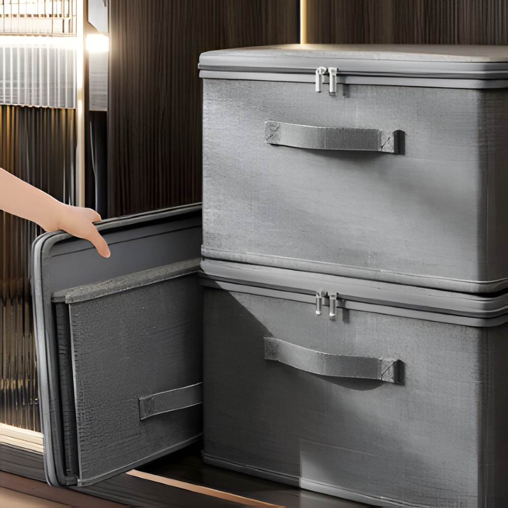 Virell – Grey Fabric Storage Box With Lid