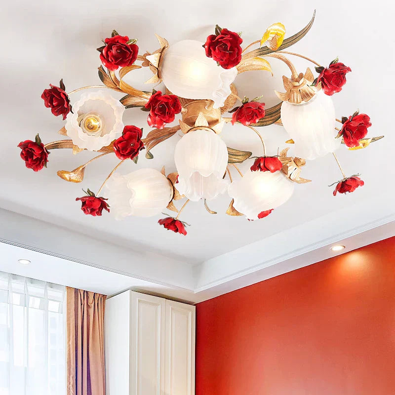 Maia – Romantic Ceiling Lamp Red Rose