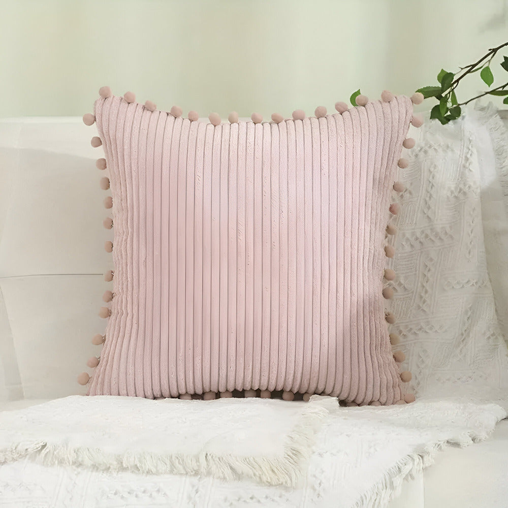 Minthia – Cotton Cushion Cover with Pom Poms