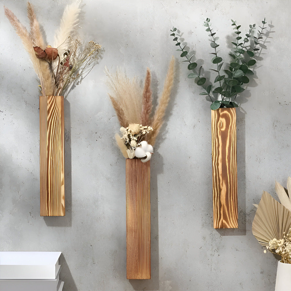 Nysaelle - Wooden Wall Vase | Rectangular Plant Rack 30 cm