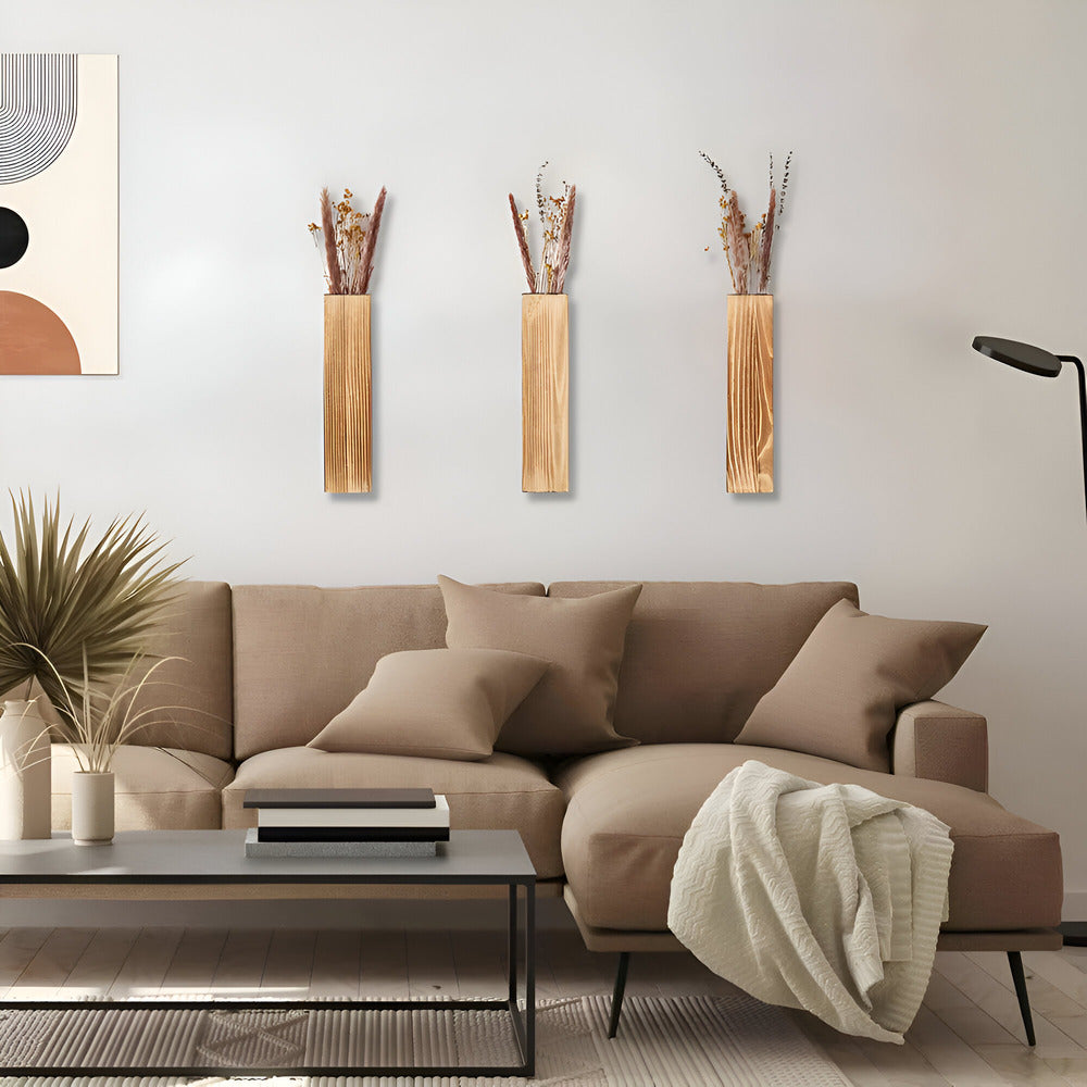 Nysaelle - Wooden Wall Vase | Rectangular Plant Rack 30 cm
