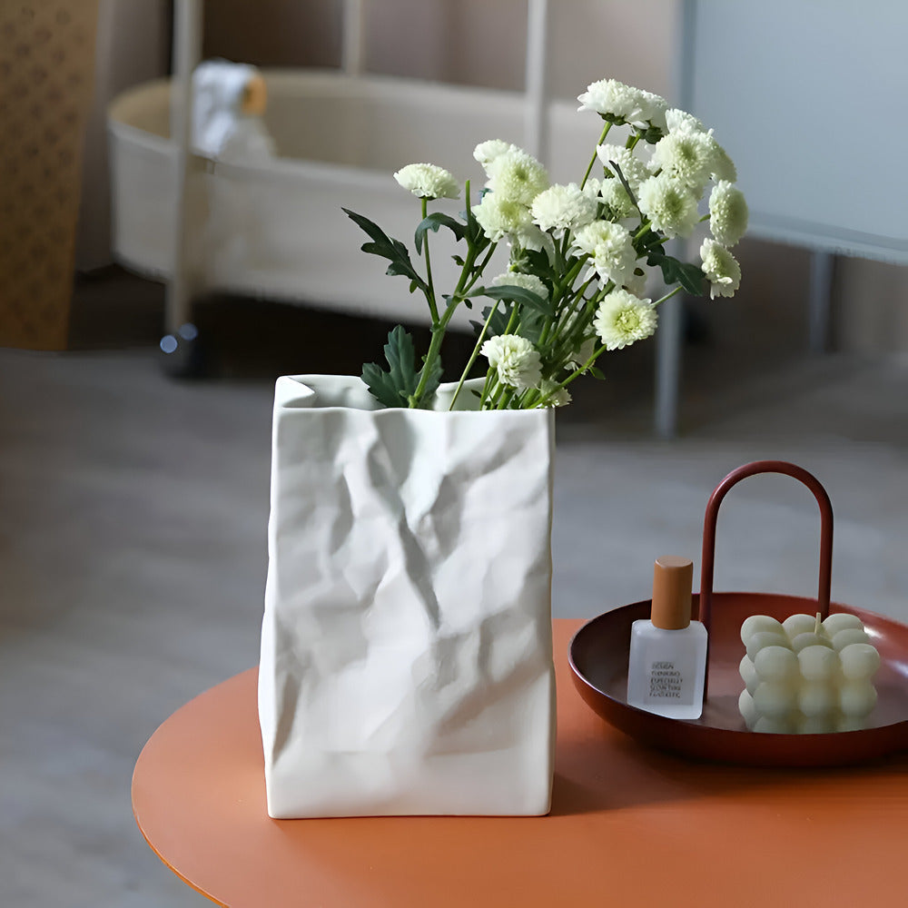 Celorie - Modern Ceramic Vase in Paper Bag Look