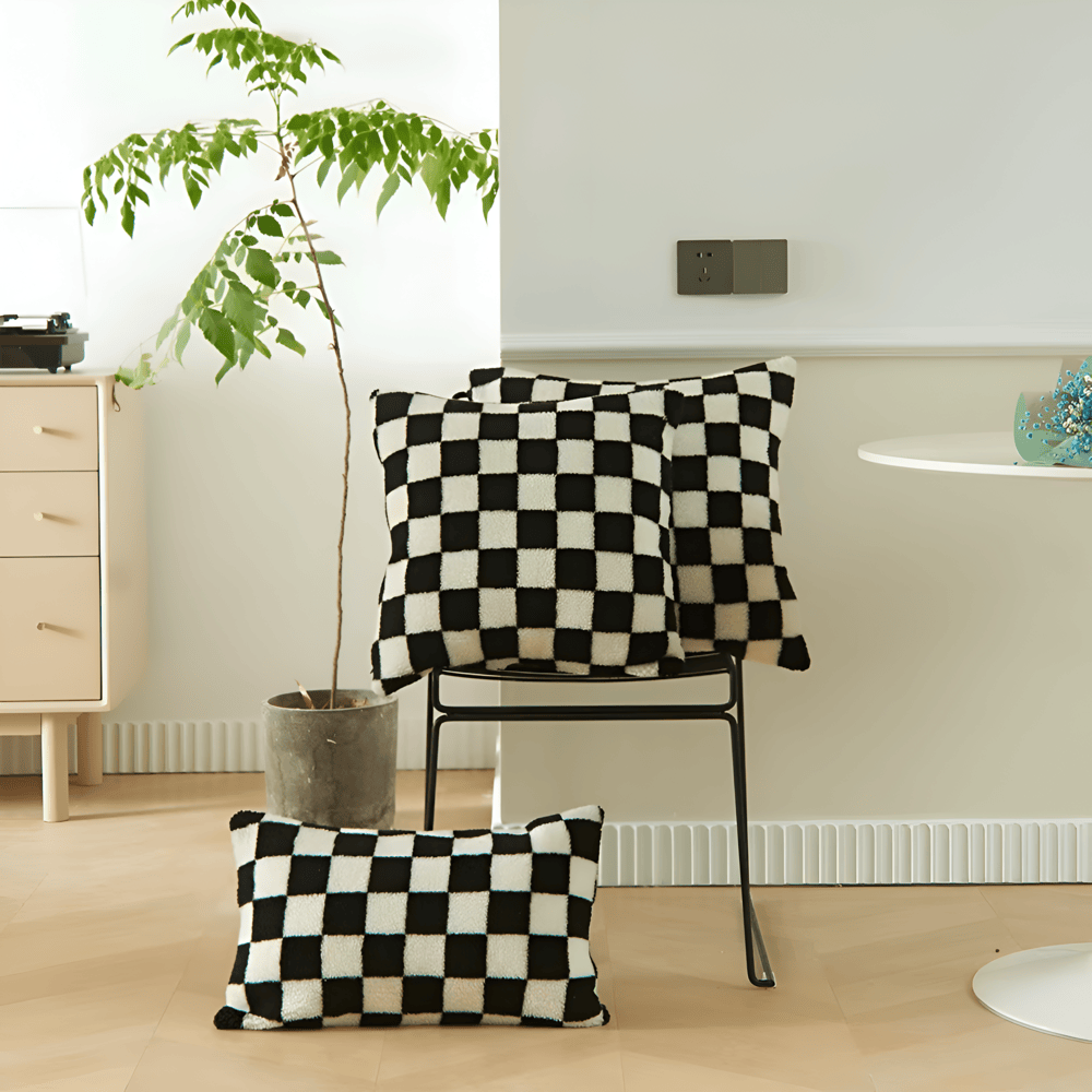 Heliora - Modern Cushion Cover with Checked Design