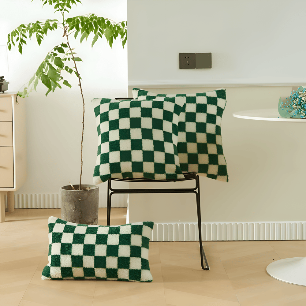 Heliora - Modern Cushion Cover with Checked Design