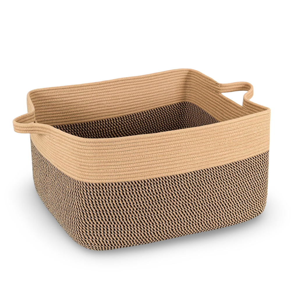 Taviora – Large Textile Storage Basket 45L with Handles for Blankets and Laundry
