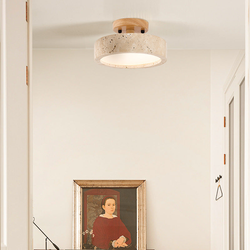 Aterna – Round Travertine LED Ceiling Lamp
