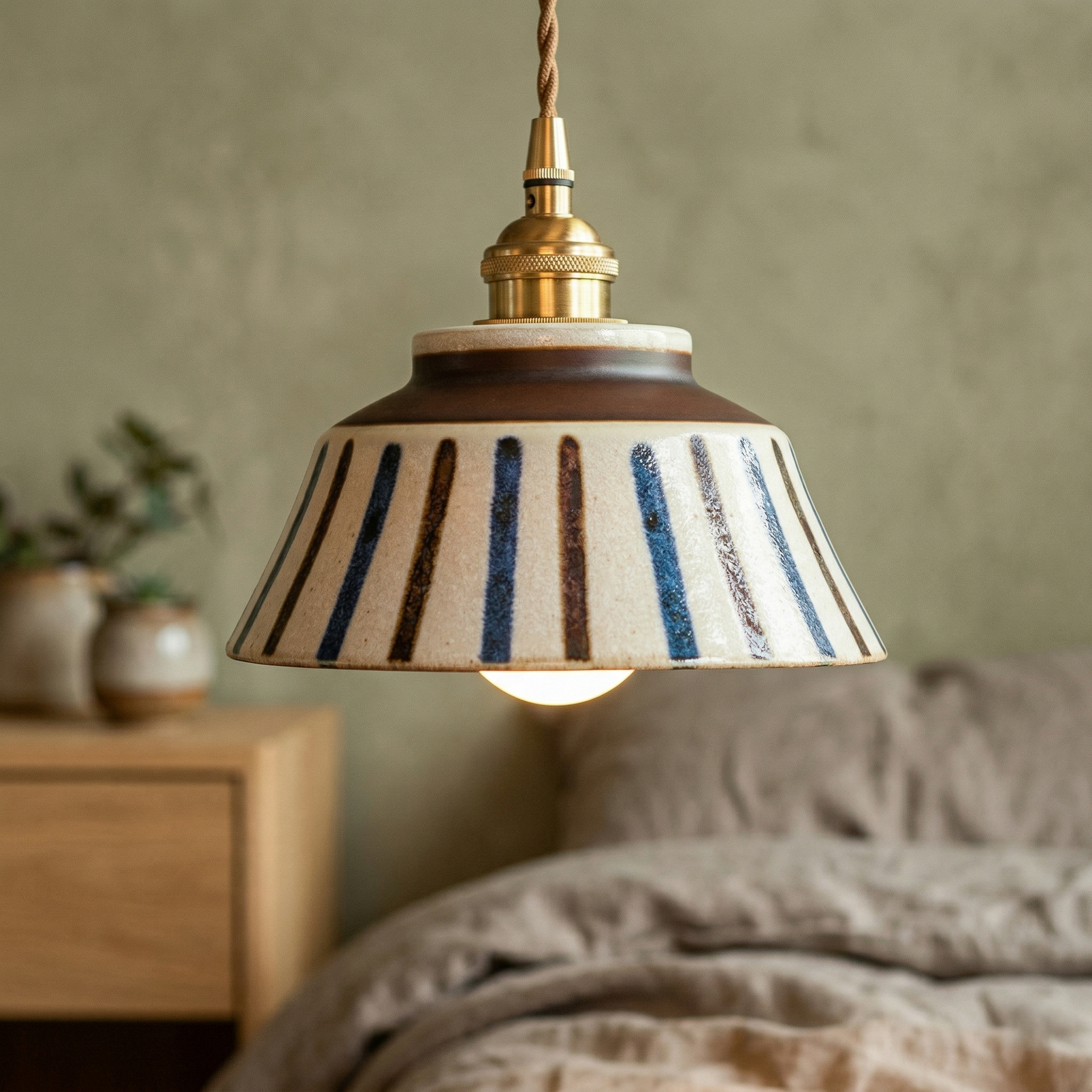 Cerano - Ceramic Pendant Lamp with Floral Design