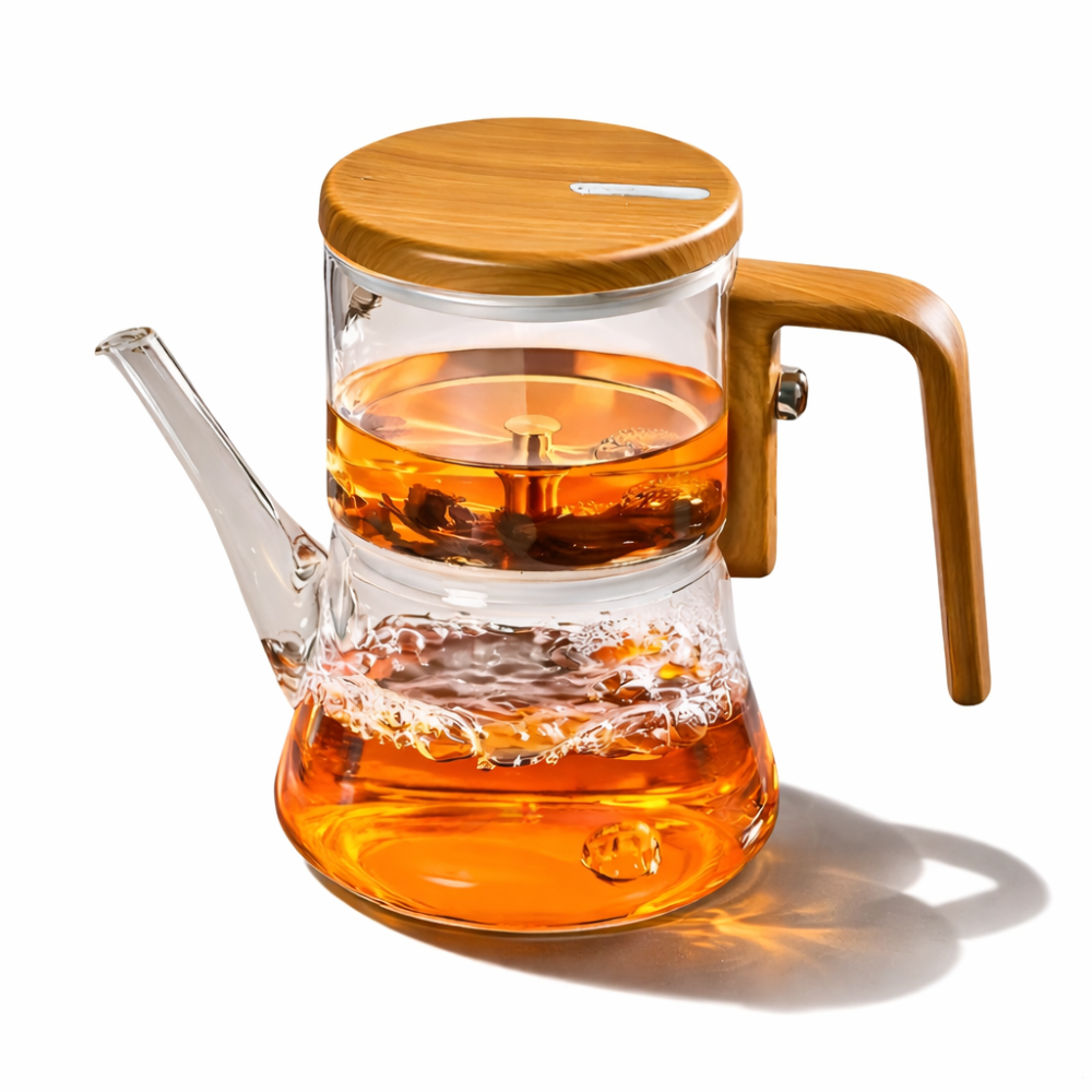 Mirelva – Glass Teapot 760ml Magnetic Filter System Wood Finish