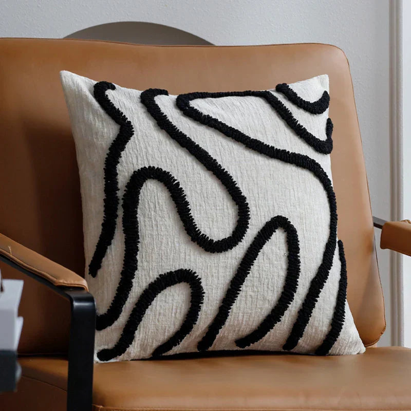 Sabella - Boho Chenille Decorative Cushion with Soft Geometric Lines for Sofa and Living Room