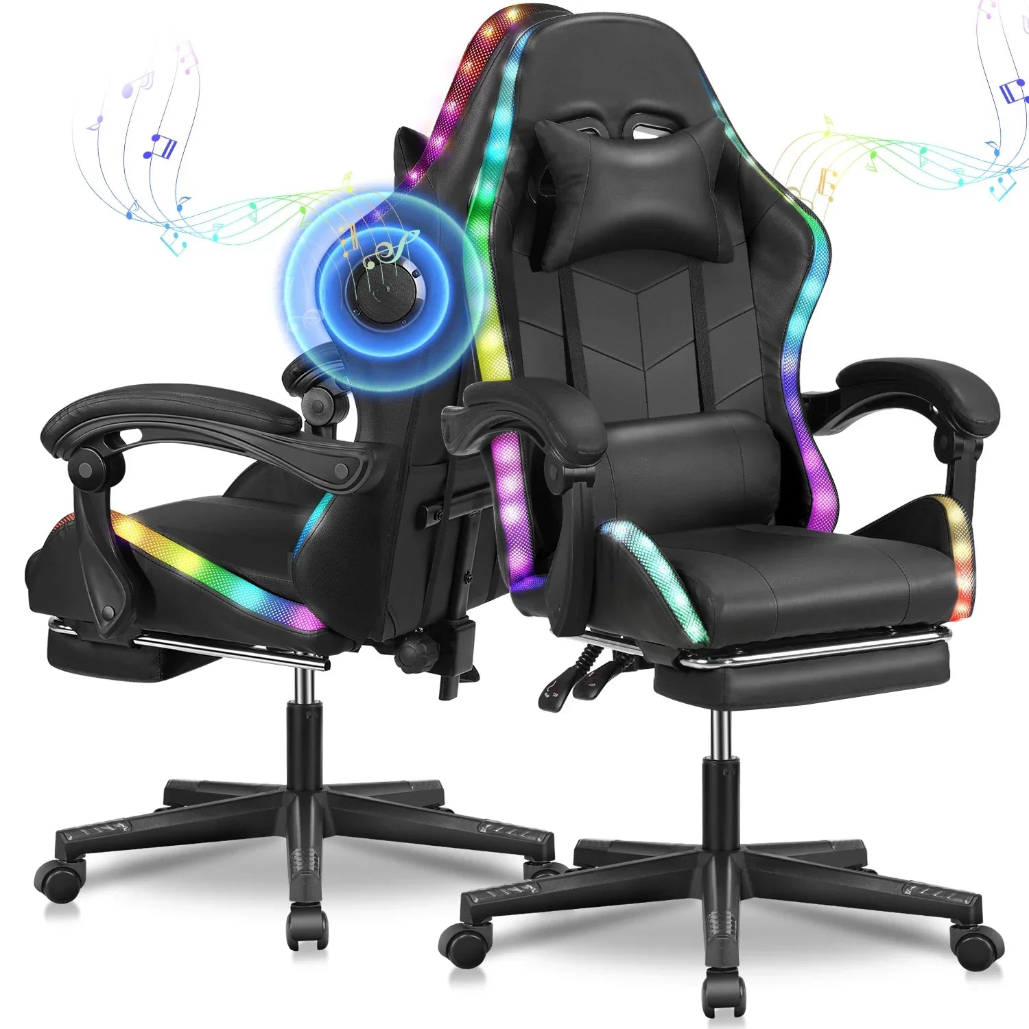 Civora – Ergonomic RGB Gaming Chair with LED Lighting Bluetooth Speakers and Adjustable Height