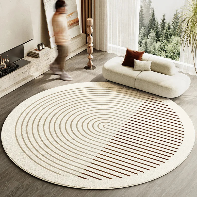 Isyrelle - Japanese Style Round Striped Rug Thick Non-slip Washable