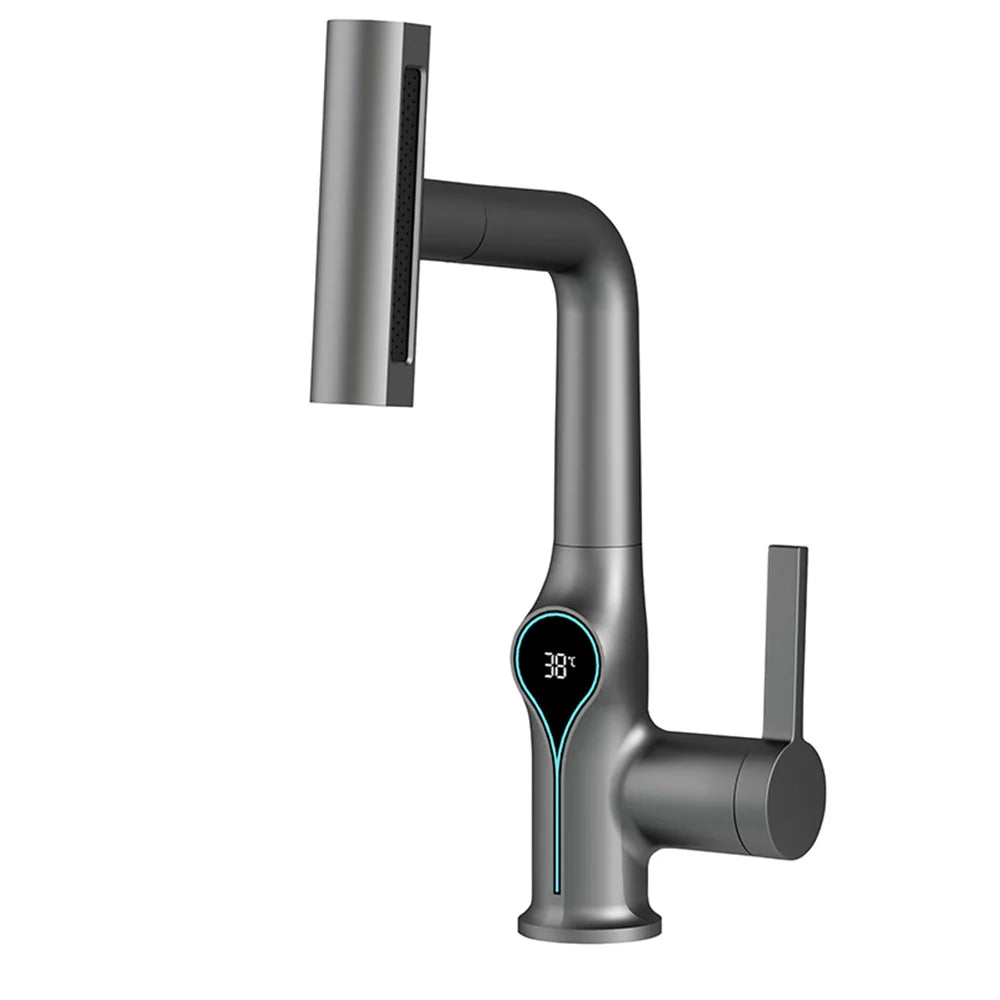 Celandra – Sink Faucet Waterfall Spray Temperature Display Adjustable Sprayer