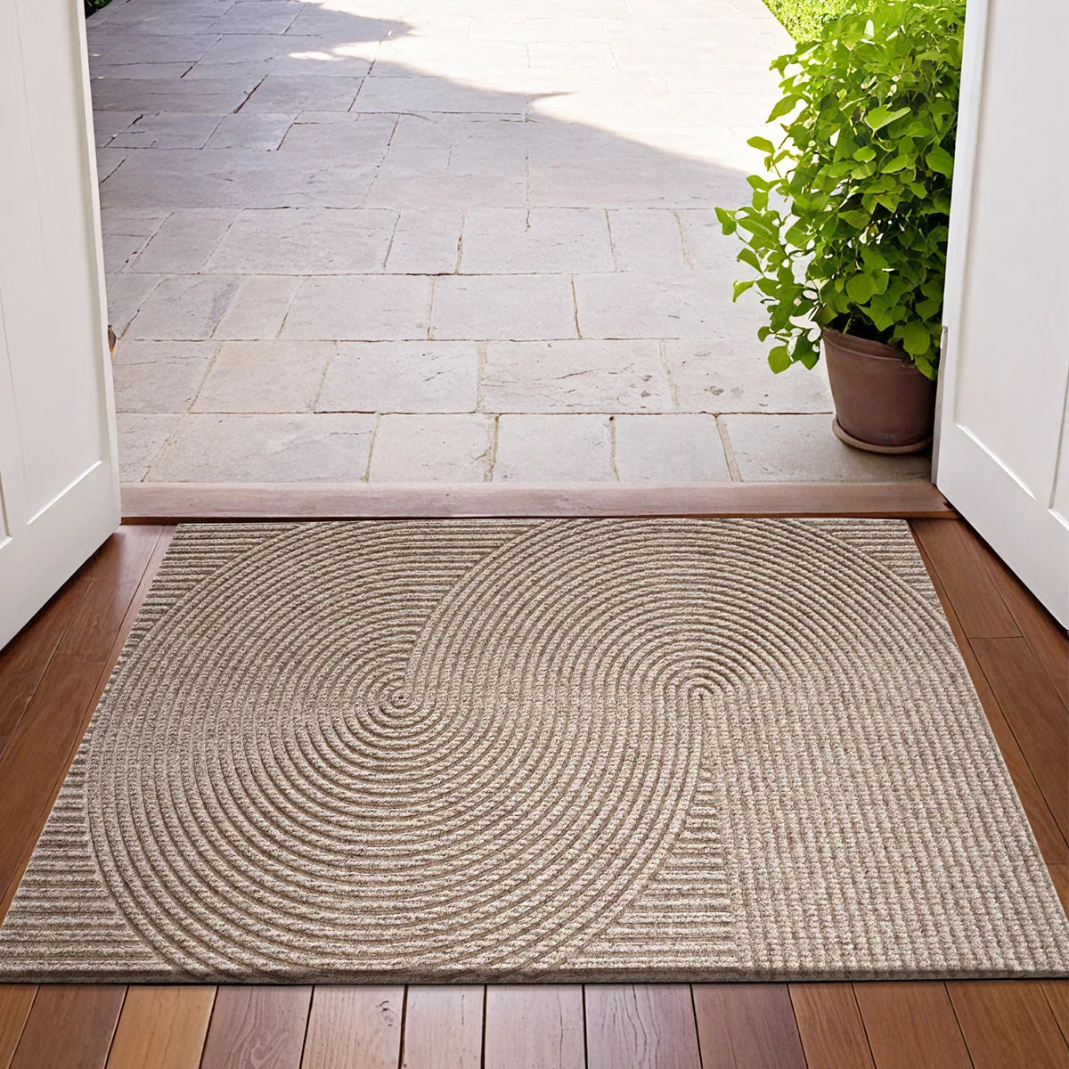Nivara - 3D Groove Doormat made of Wear-Resistant Polyester with Anti-Slip for Indoor and Outdoor Use