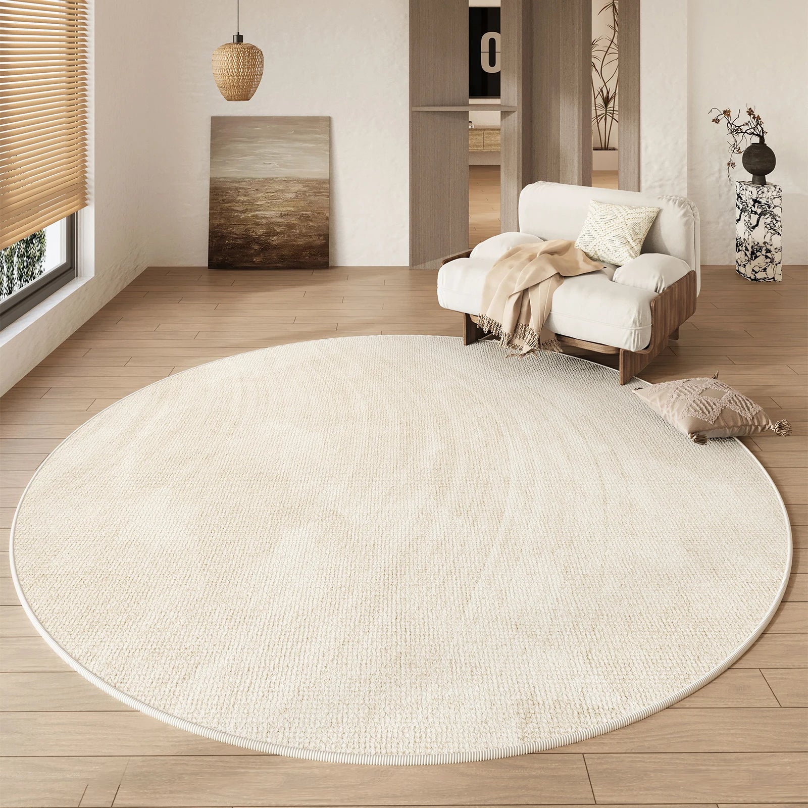 Vorianis - Wabi Sabi Round Waterproof Non-Slip Rug for Living Room and Bedroom