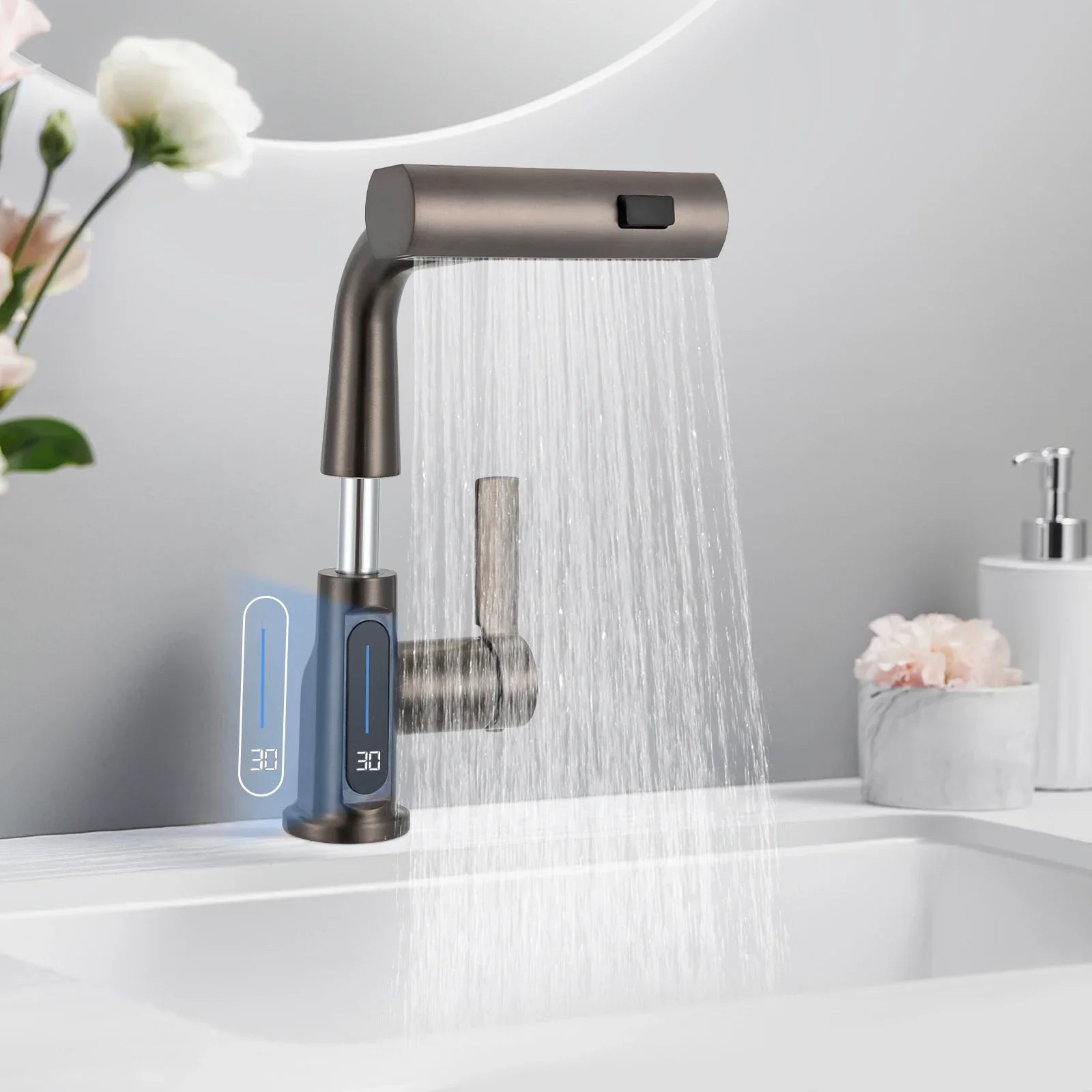 Valestrae - Pull-out Bathroom Faucet with 360° Swivel Spout and Ceramic Cartridge