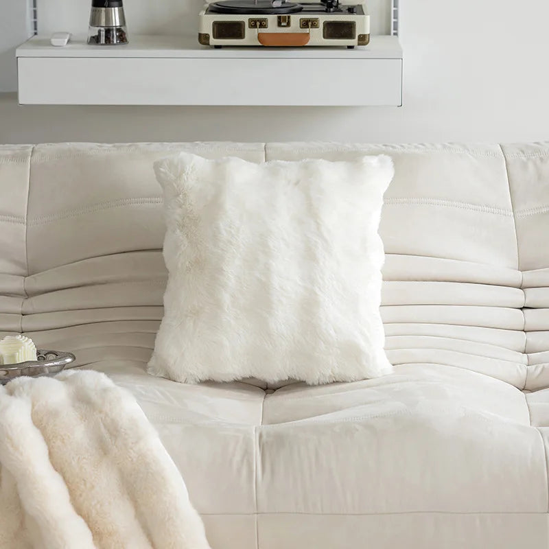 Norvella – Plush Decorative Cushion Faux Rabbit Fur Solid