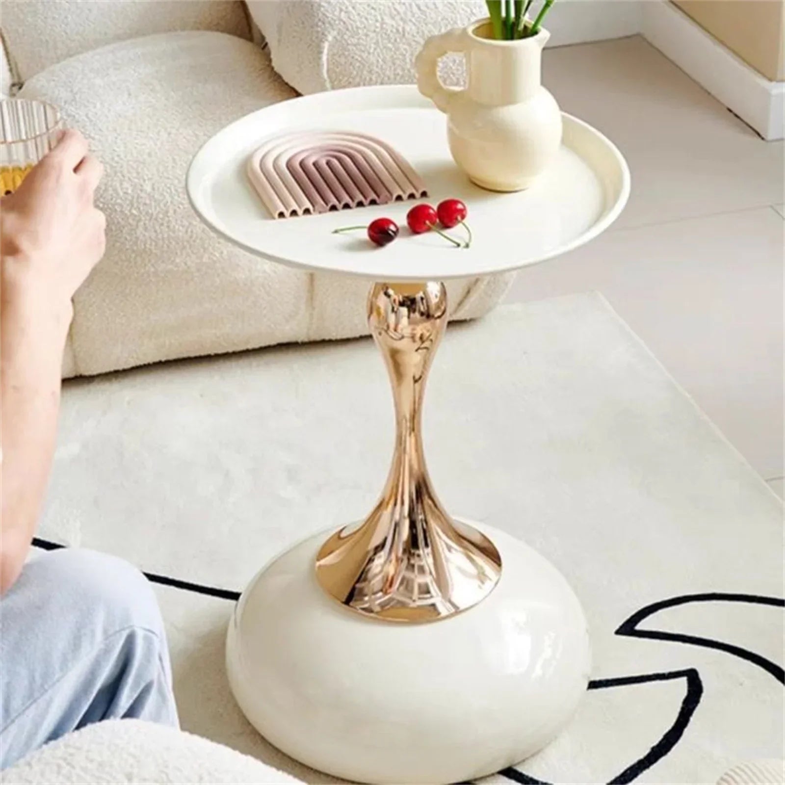 Auranelle – Italian Design Small Round Side Table Light Luxury Style
