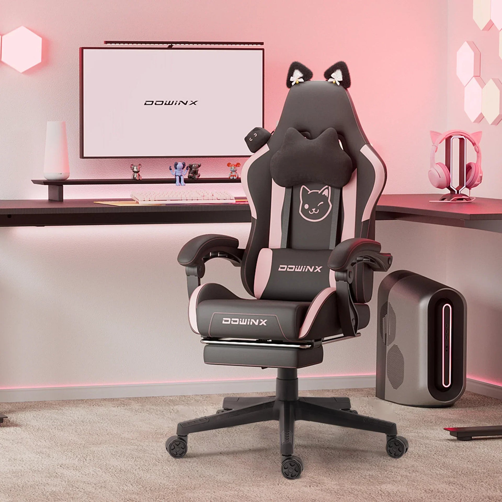Altara - Gaming Chair with Cat Ears, Lumbar Support, Footrest, and Headrest