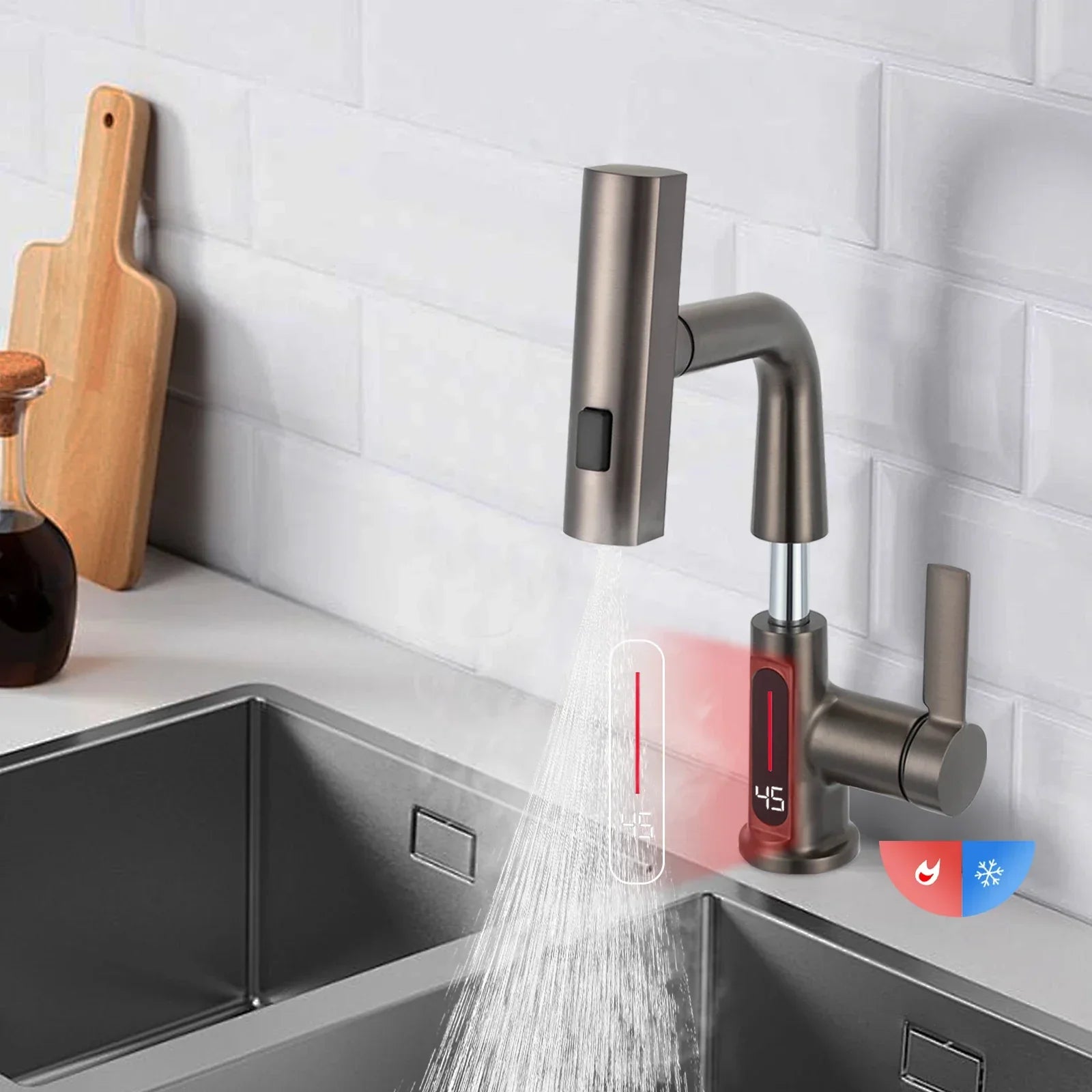 Valestrae - Pull-out Bathroom Faucet with 360° Swivel Spout and Ceramic Cartridge