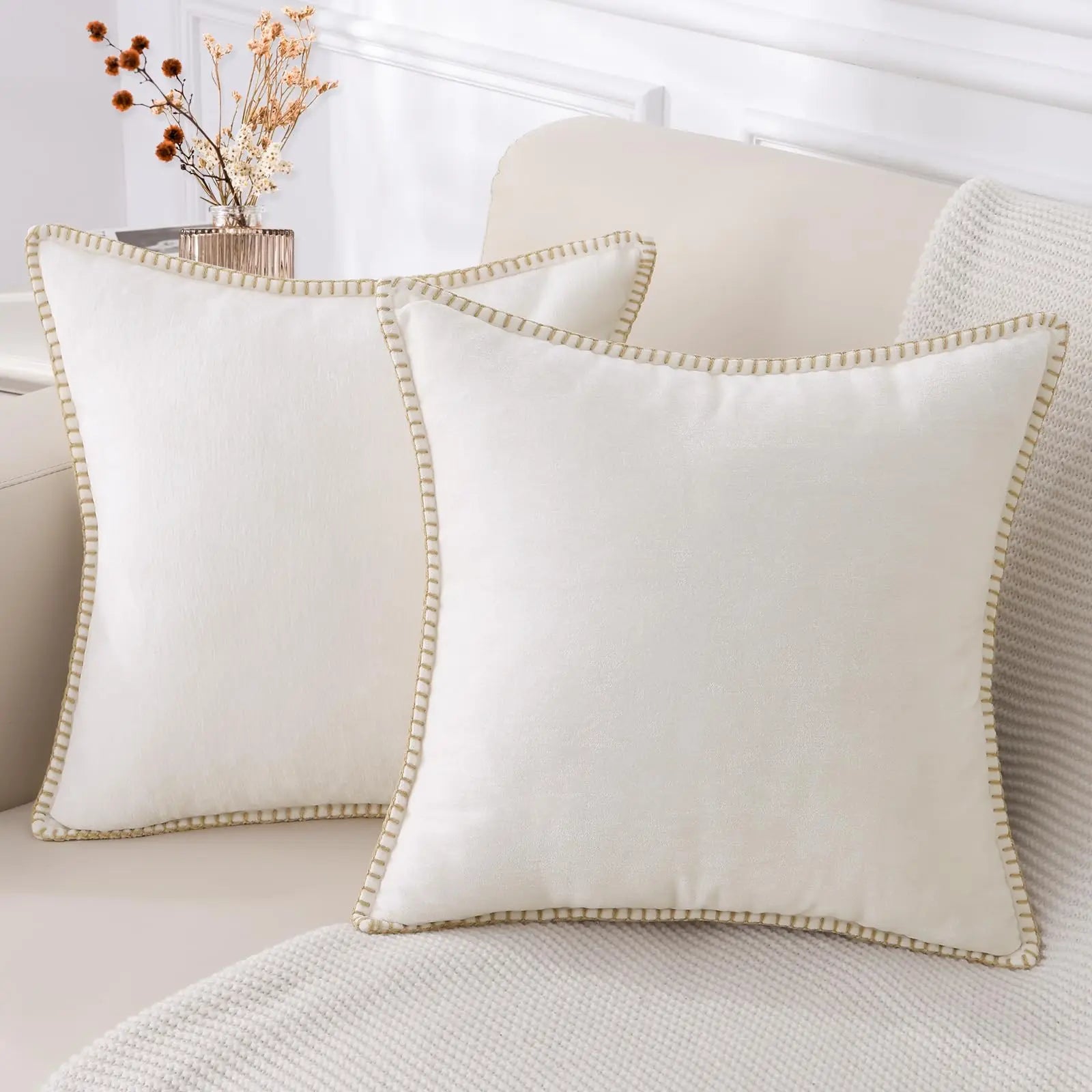 Liorenn – Chenille Decorative Pillow Cover with Stitched Edge