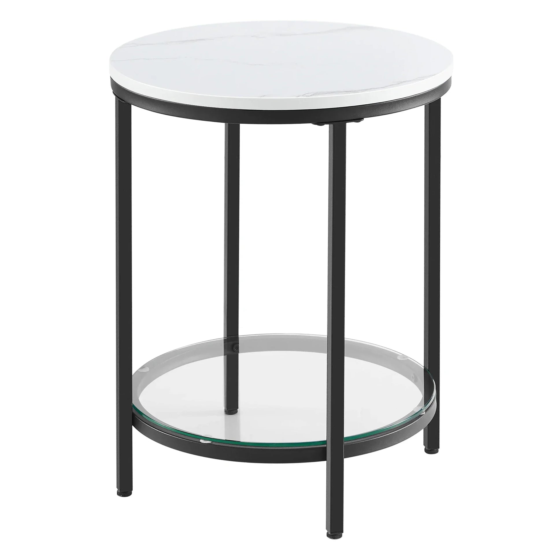 Aurephine – Glass Side Table Two Levels Marble Look