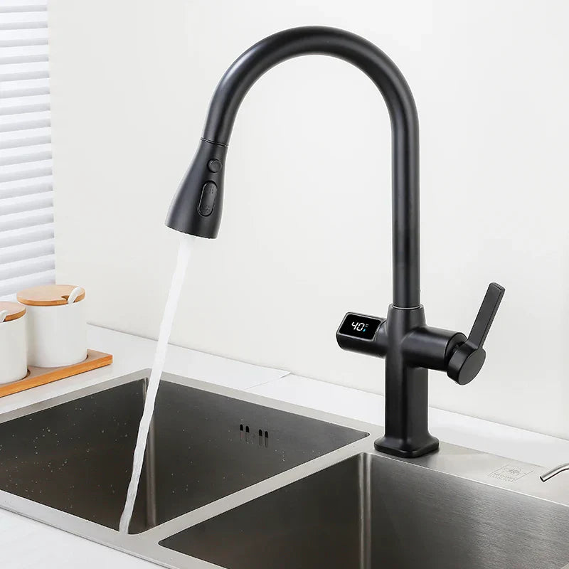 Ravonia – Pull Out Kitchen Faucet Digital Display Swivel Spout