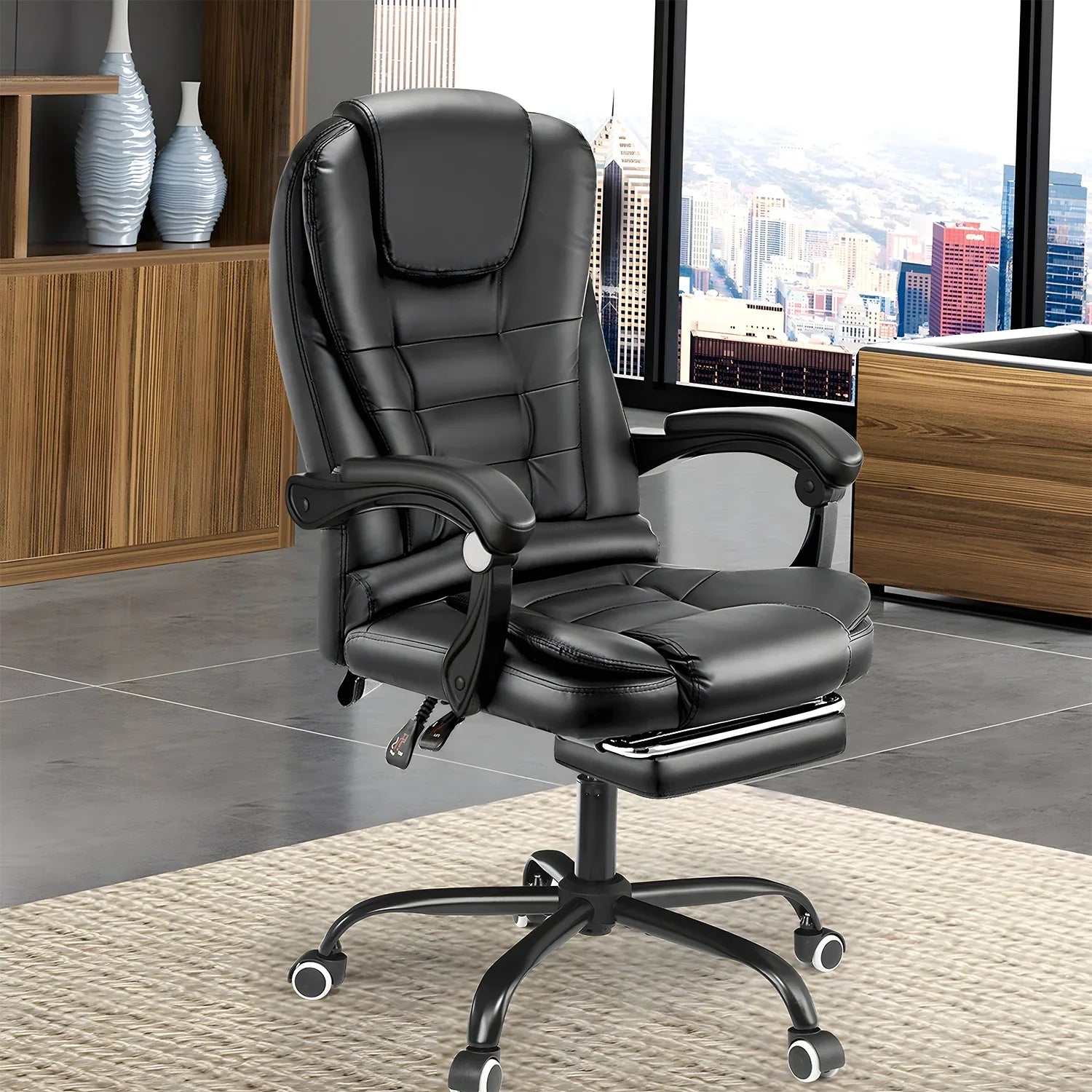 Iolanthe – Luxury Office Chair with Footrest Armrests High Back Reclining Swivel