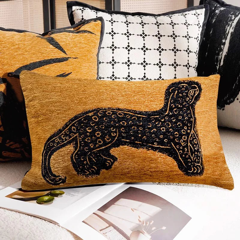 Theona - Luxury Embroidered Decorative Cushion with Horse Print for Sofa and Living Room