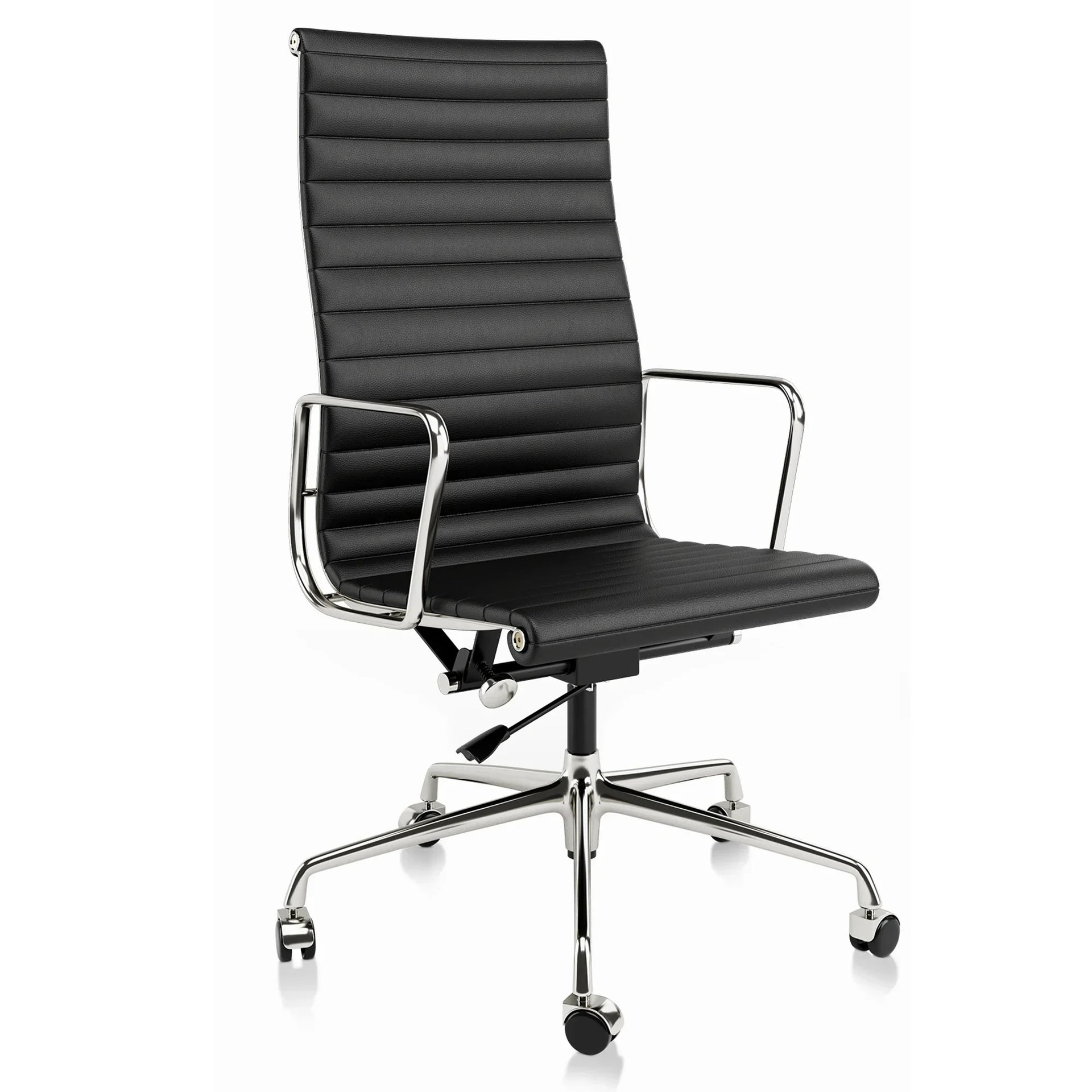 Alviera – White Leather Office Chair with Ribbed Back and Swivel Function