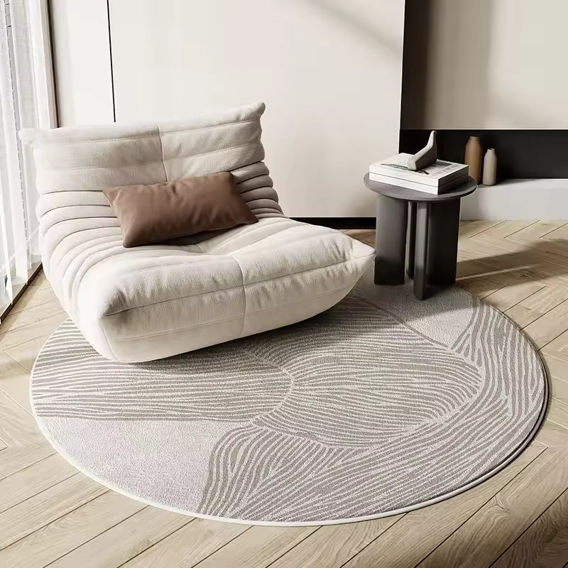 Alveris - Wabi Sabi Round Faux Rug for Living Room, Bedroom and Desk Chair