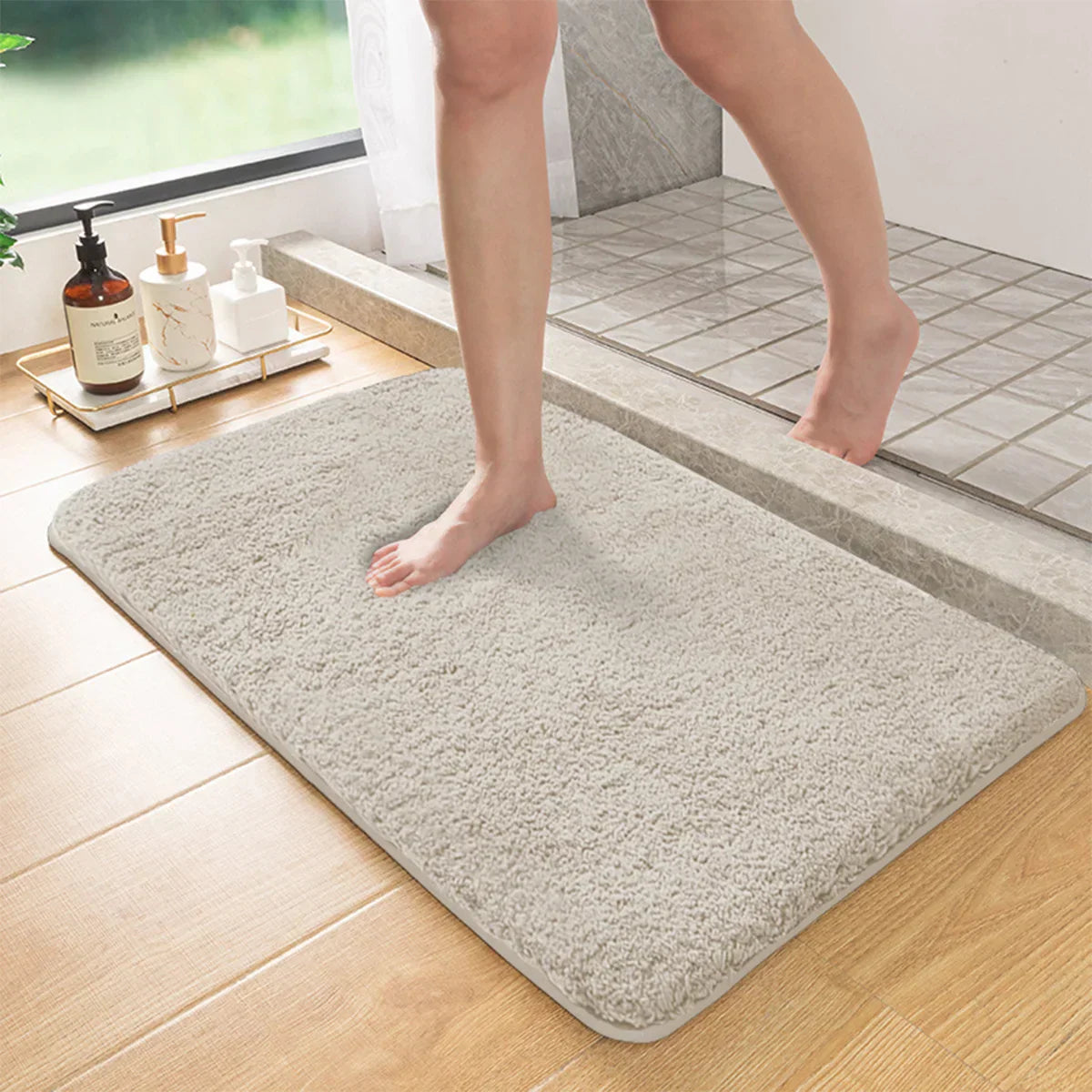 Marcella - Long-haired Non-slip Bath Mat with Absorbent Capacity for Shower and Toilet Floor