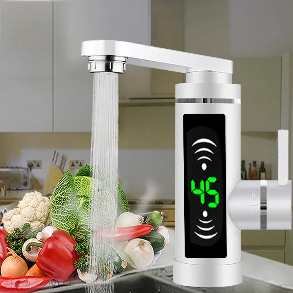 Deluvia - Electric Rotary Kitchen Tap with Instantaneous Water Heater and LED Temperature Display 3 kW