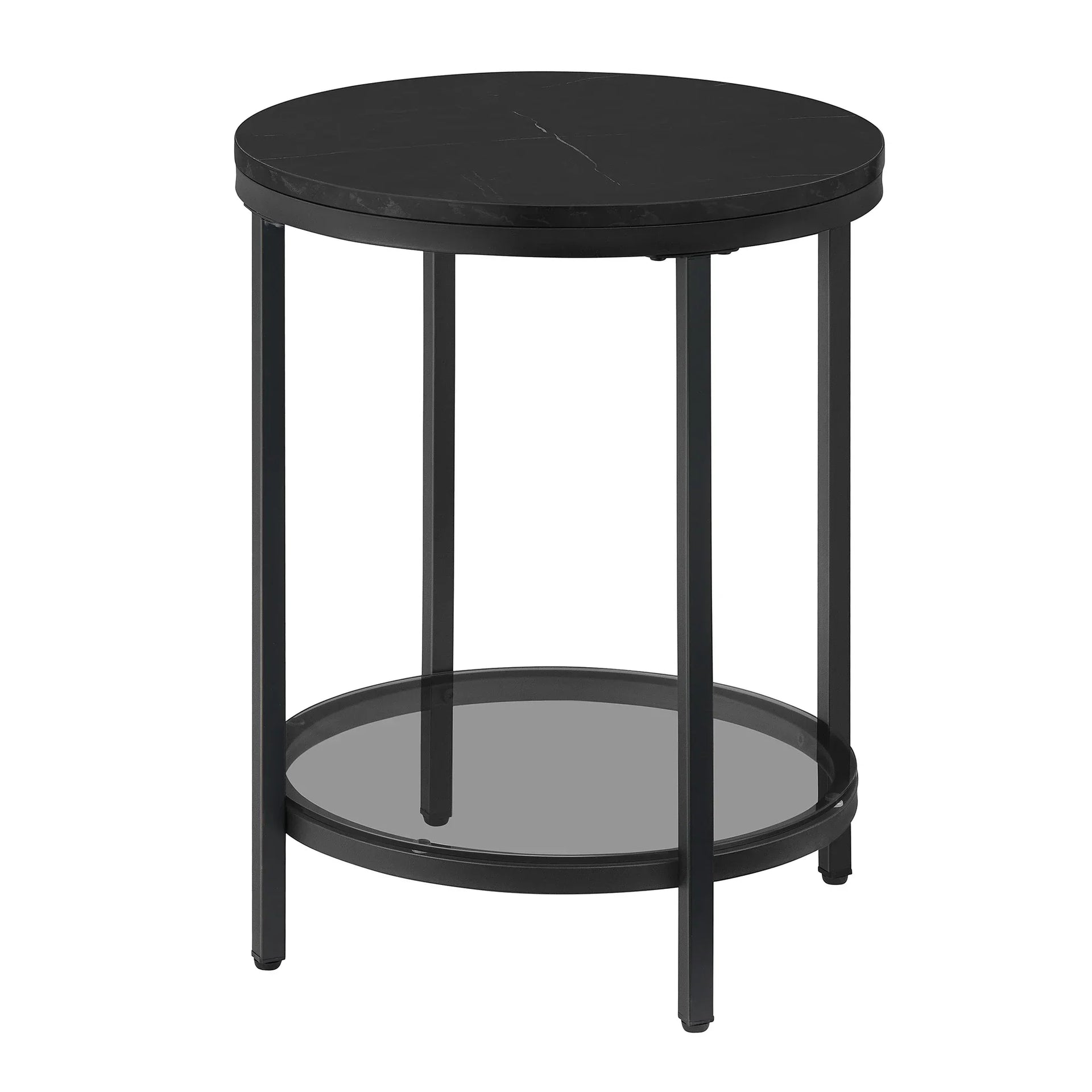 Aurephine – Glass Side Table Two Levels Marble Look