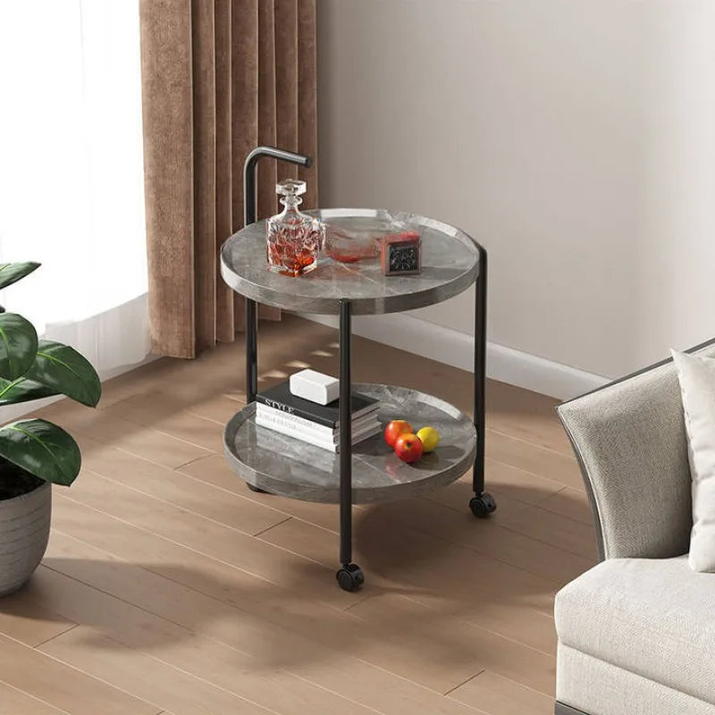 Floravelle – Two Tier Wooden Side Table with Wheels