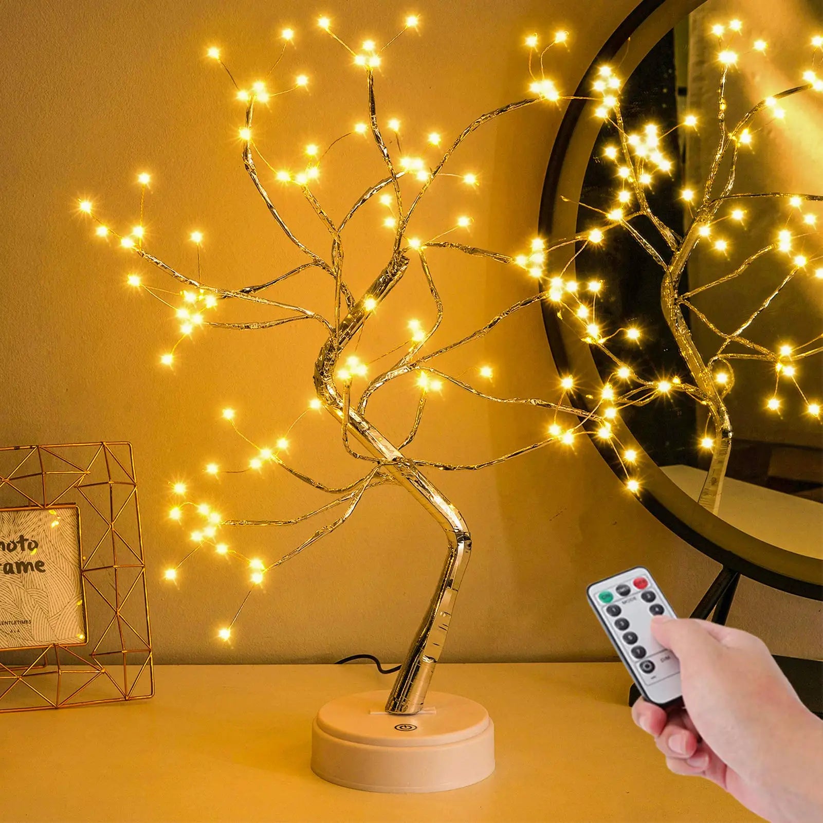 Auralyn – 108 LED Bonsai Table Lamp with Remote Control and USB