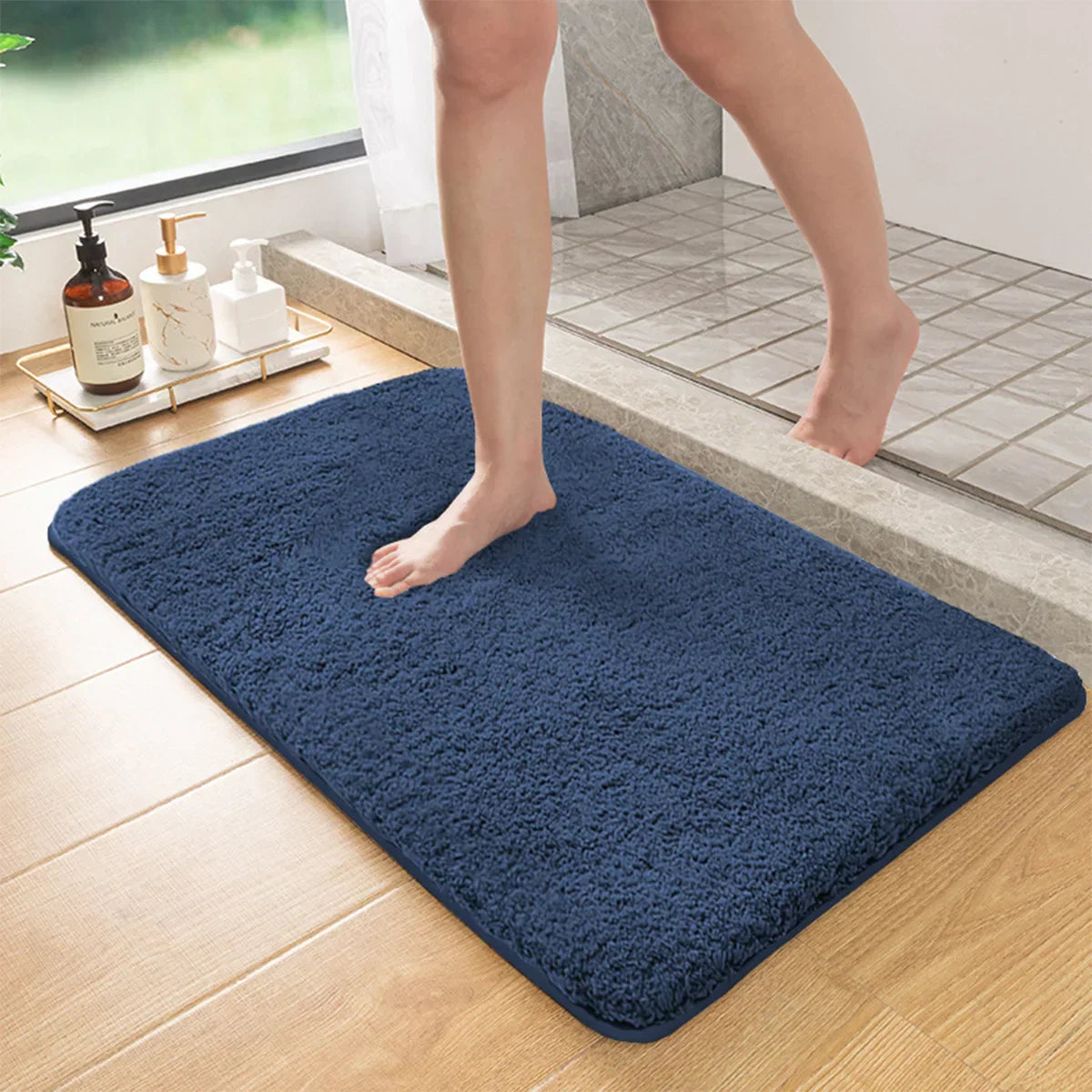 Marcella - Long-haired Non-slip Bath Mat with Absorbent Capacity for Shower and Toilet Floor