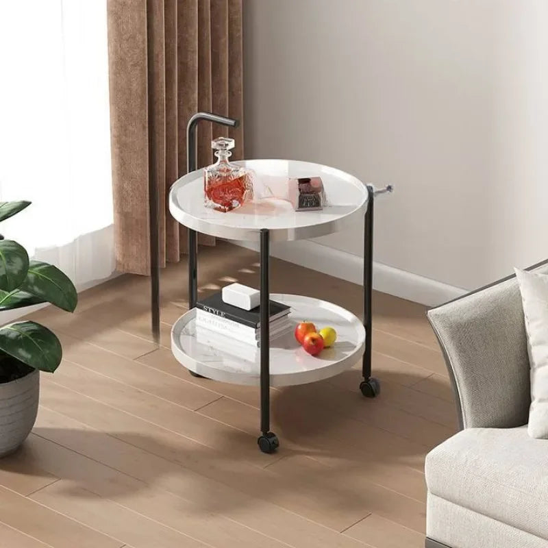 Floravelle – Two Tier Wooden Side Table with Wheels