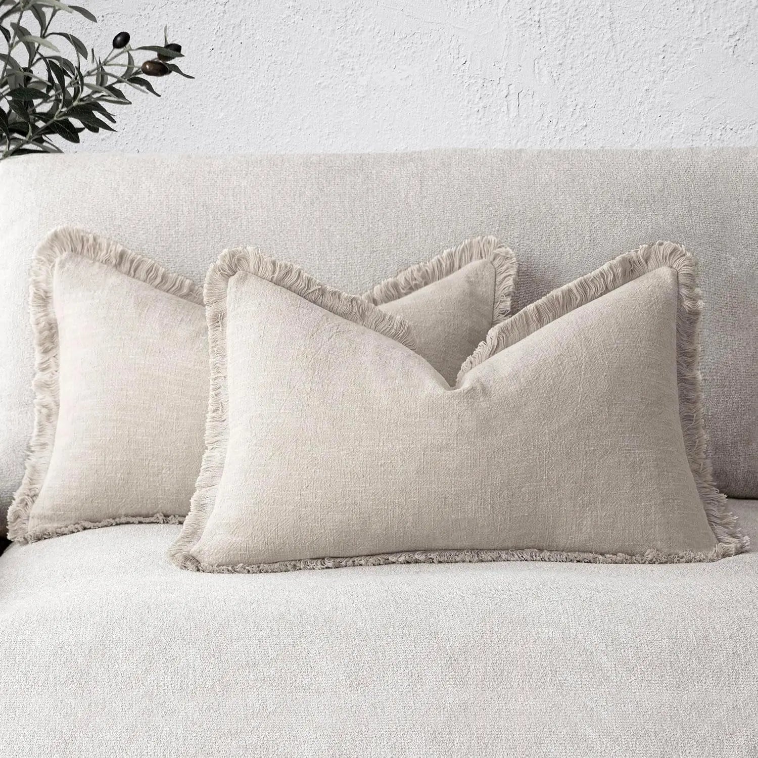 Elarissa - Linen Boho Decorative Cushion Covers with Tassels Set of 2