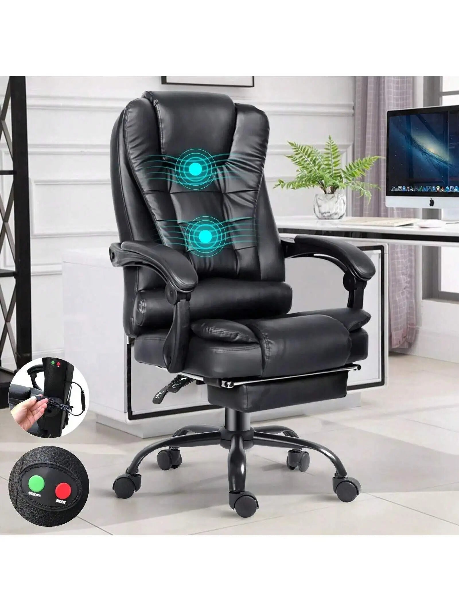 Zerano - Ergonomic Office Chair With Massage Function And Footrest