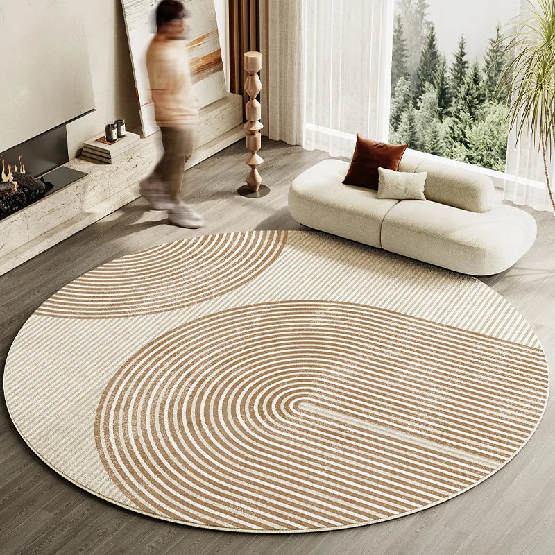 Isyrelle - Japanese Style Round Striped Rug Thick Non-slip Washable