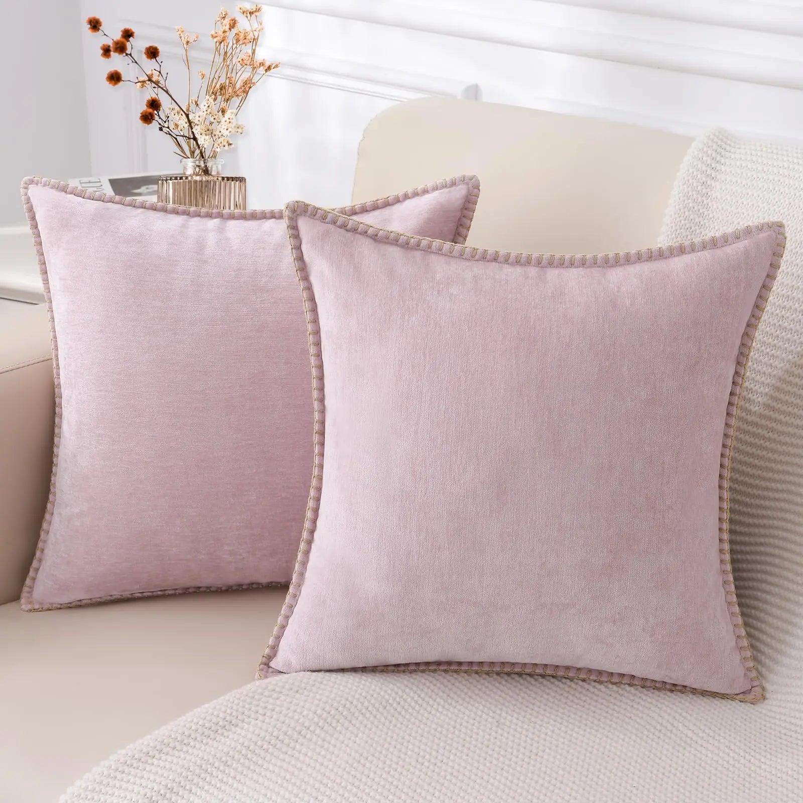 Liorenn – Chenille Decorative Pillow Cover with Stitched Edge