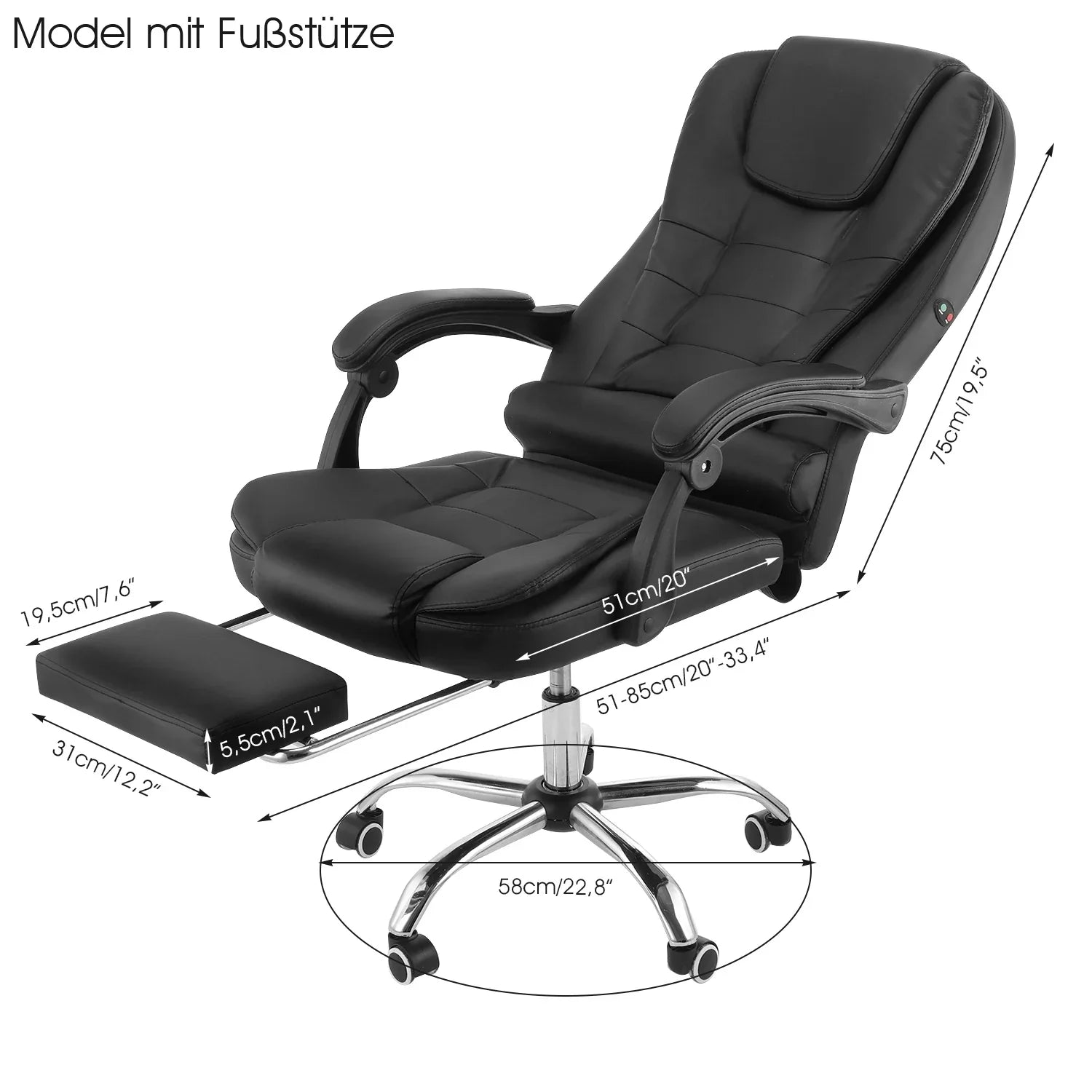 Iolanthe – Luxury Office Chair with Footrest Armrests High Back Reclining Swivel